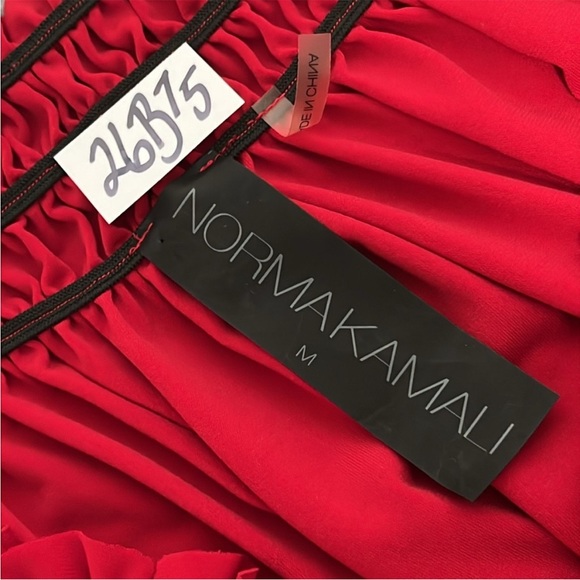 Norma Kamali Red Off Shoulder Dress Medium Mini Hoco Christmas Cocktail Holiday - Picture 4 of 12
